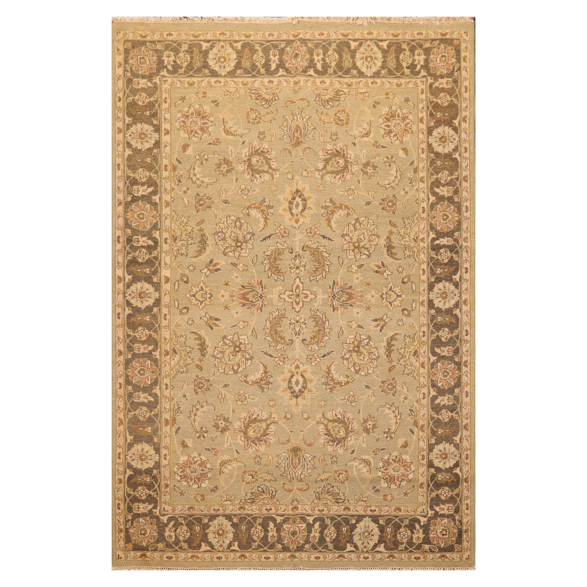 6x9 Champaign, Gray, Brown Color Hand Knotted  100% Wool Traditional Oriental Rug