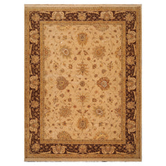 9x12 Tan, Brown, Beige Color Hand Knotted Agra 100% Wool Traditional Oriental Rug