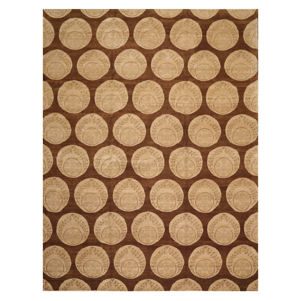 9x12 Olive, Beige, Brown Color Hand Knotted  100% Wool Transitional Oriental Rug