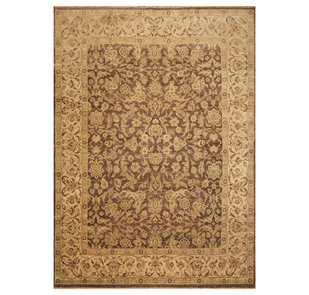 9x12 Brown, Tan, Sage Color Hand Knotted  100% Wool Traditional Oriental Rug