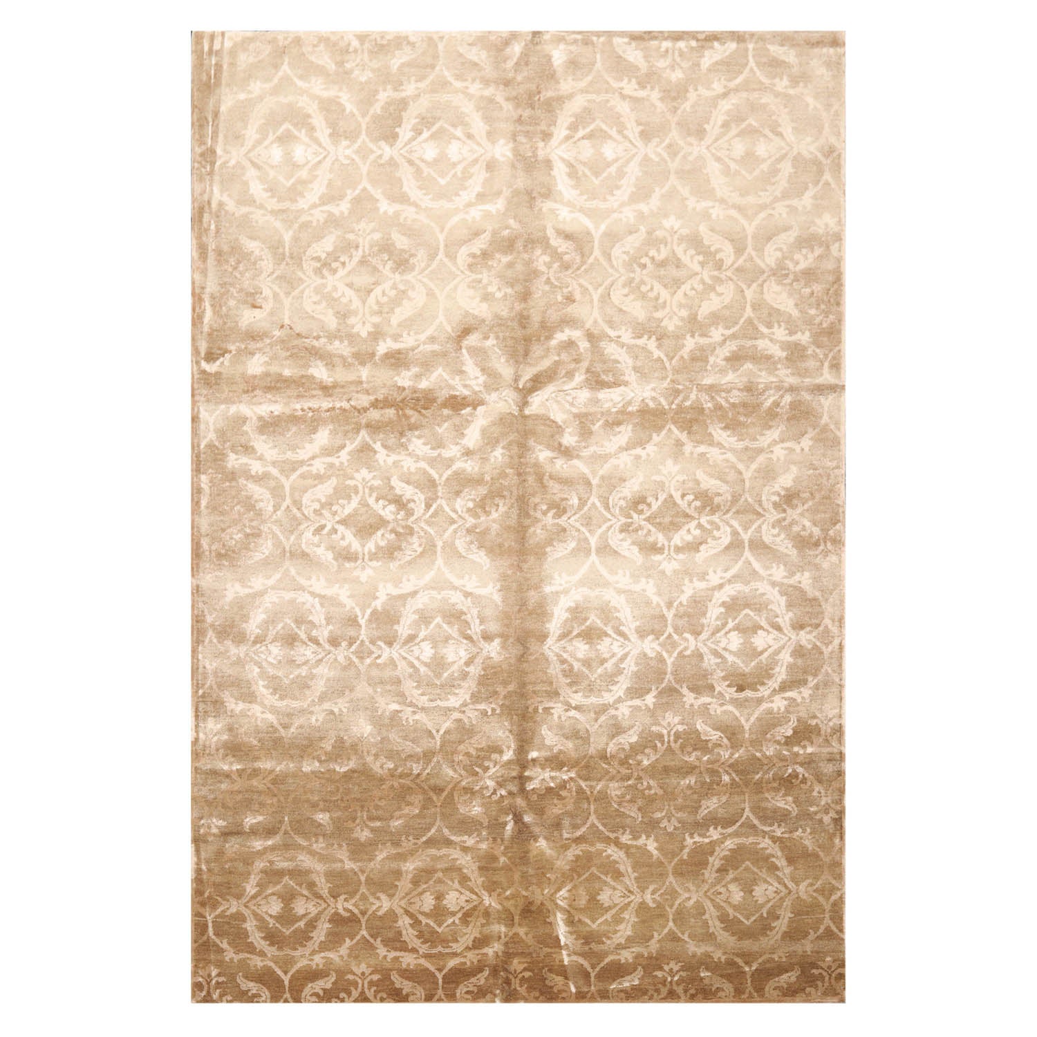 6x9 Tan, Taupe, Color Hand Knotted  100% Wool Transitional Oriental Rug