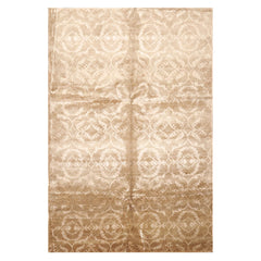 6x9 Tan, Taupe, Color Hand Knotted  100% Wool Transitional Oriental Rug