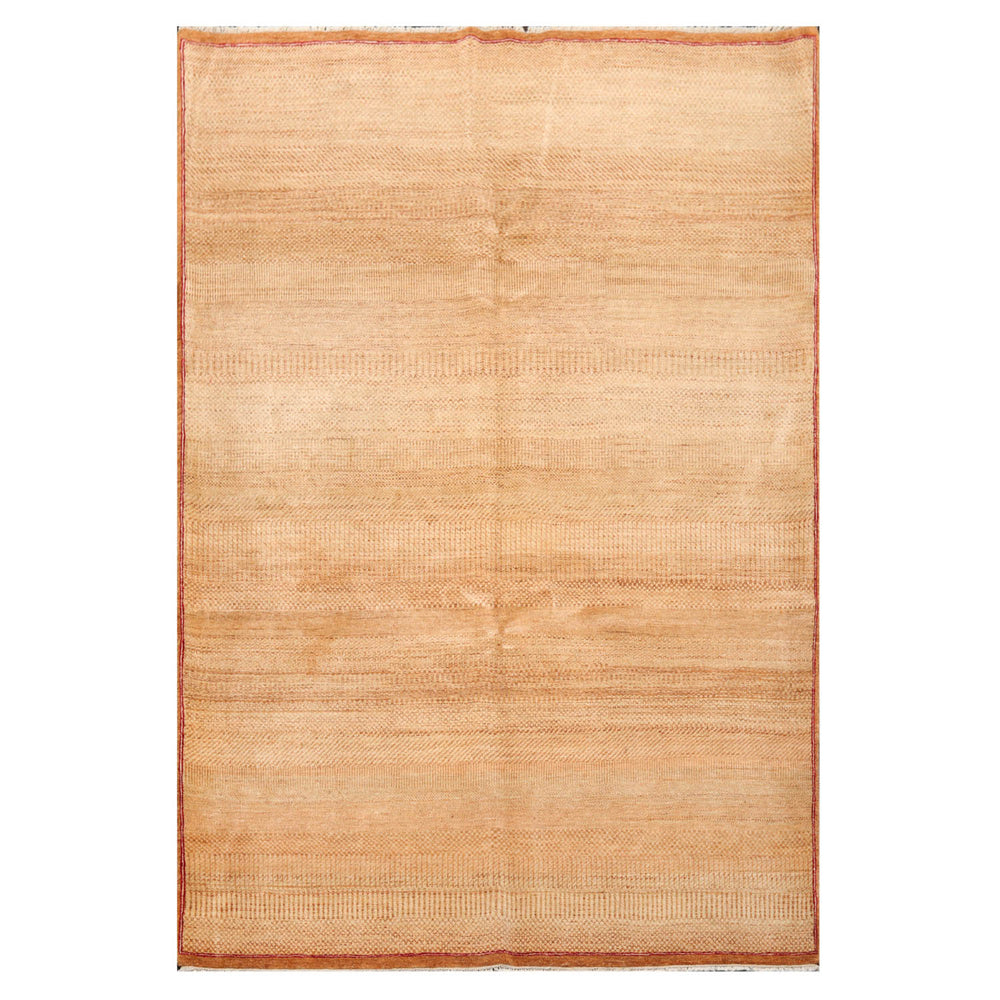 6x9 Brown, Tan, Red Color Hand Knotted  100% Wool Modern Oriental Rug
