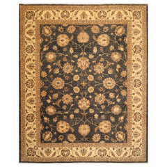 8x10 Gray, Warm Beige, Brown Color Hand Knotted Chobi Peshawar 100% Wool Traditional Oriental Rug