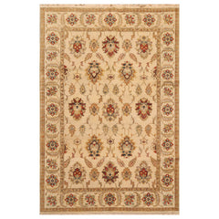 6x9 Beige, Tan, Rust Color Hand Knotted Agra 100% Wool Traditional Oriental Rug