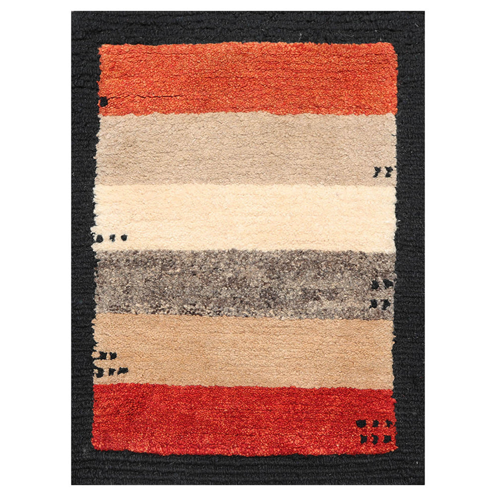 2x3 Beige, Black, Gray Color Hand Knotted  100% Wool Transitional Oriental Rug
