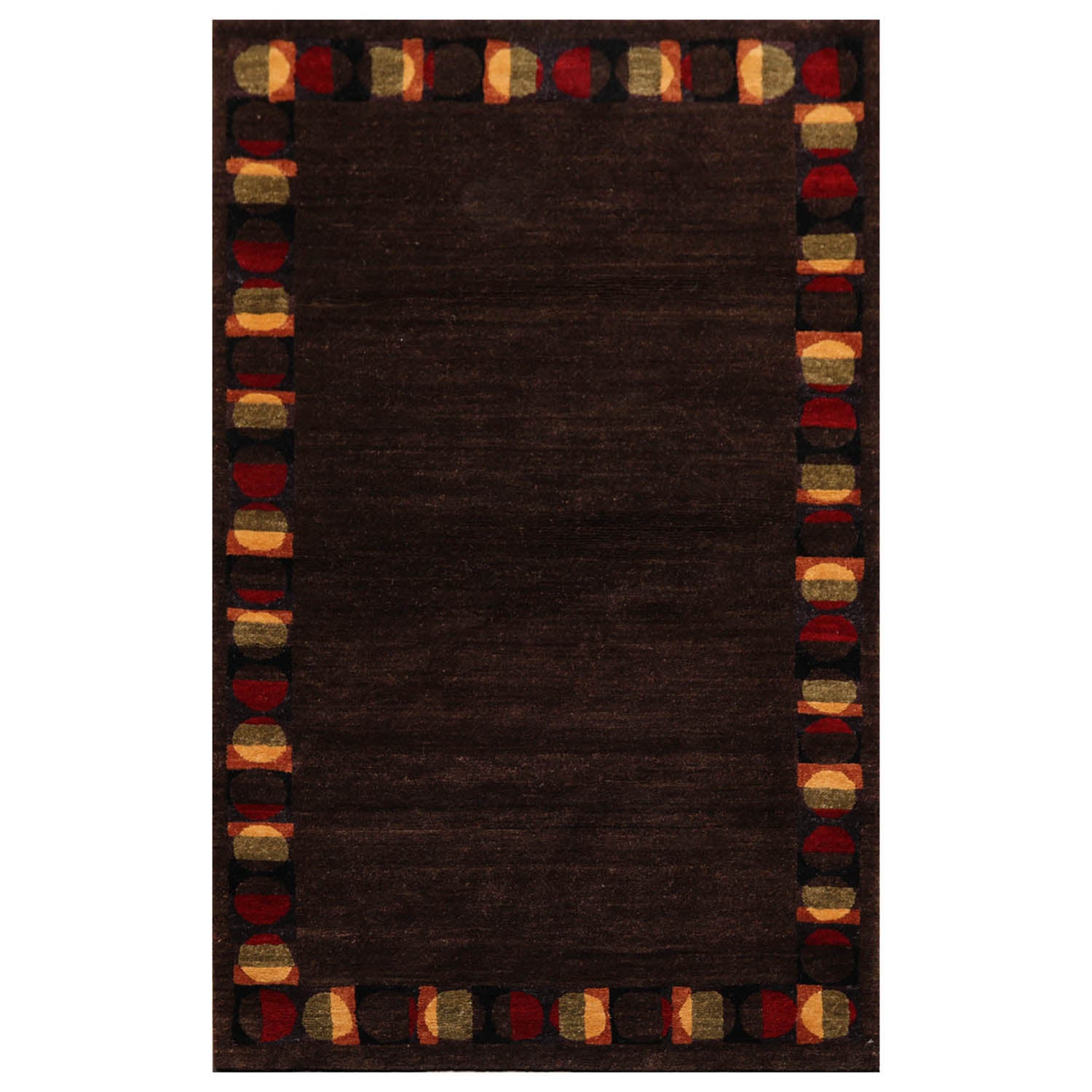 3x5 Chocolate, Red, Gold Color Hand Knotted  100% Wool Transitional Oriental Rug