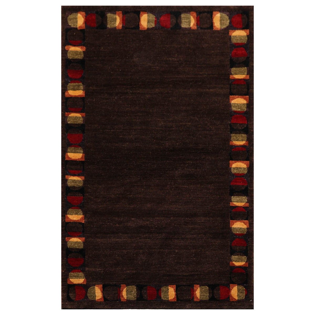 3x5 Chocolate, Red, Gold Color Hand Knotted  100% Wool Transitional Oriental Rug