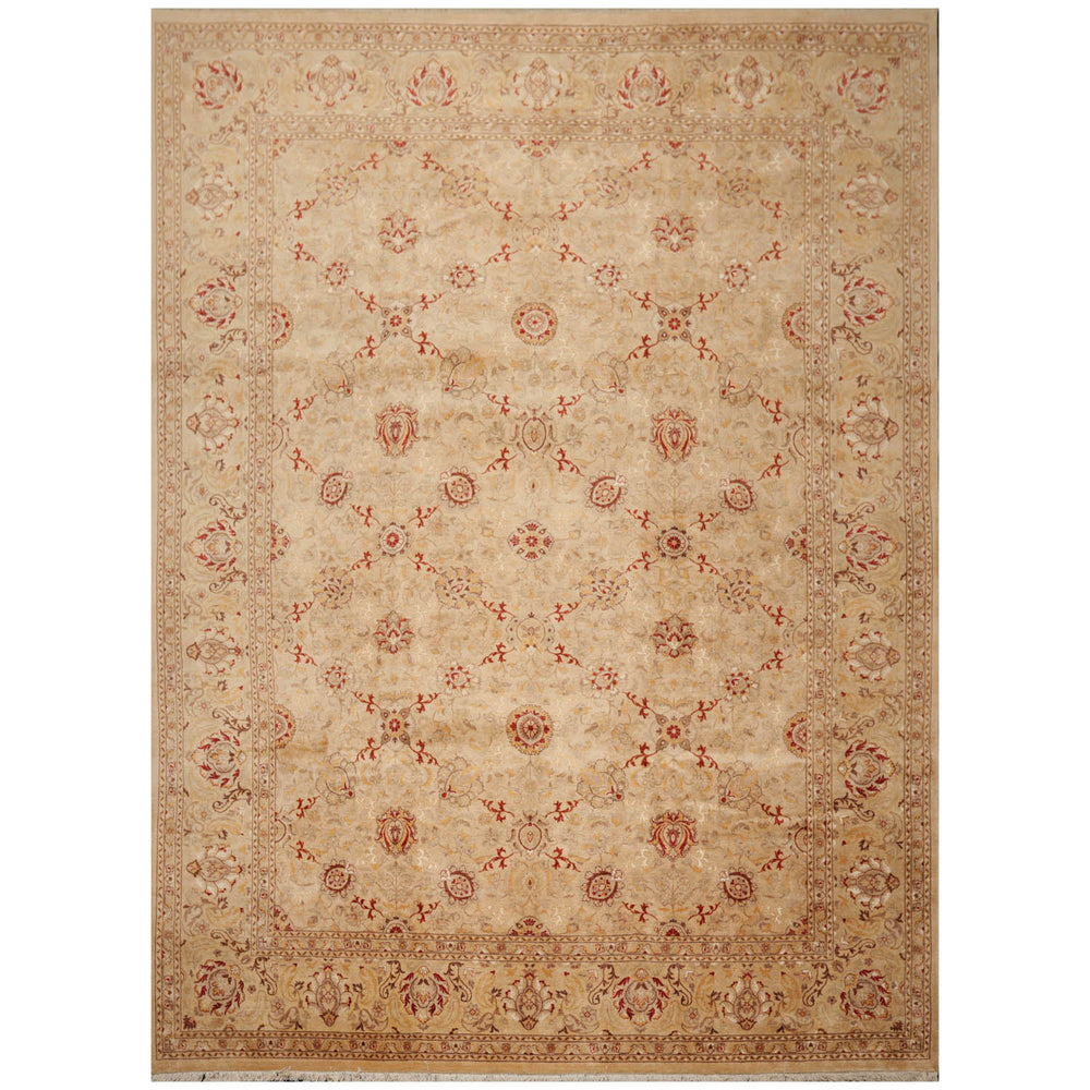9x12 Beige, Brown, Red Color Hand Knotted Pak Persian 100% Wool Traditional Oriental Rug