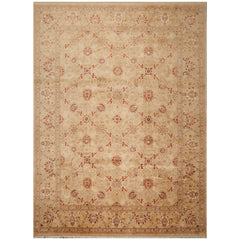 9x12 Beige, Brown, Red Color Hand Knotted Pak Persian 100% Wool Traditional Oriental Rug