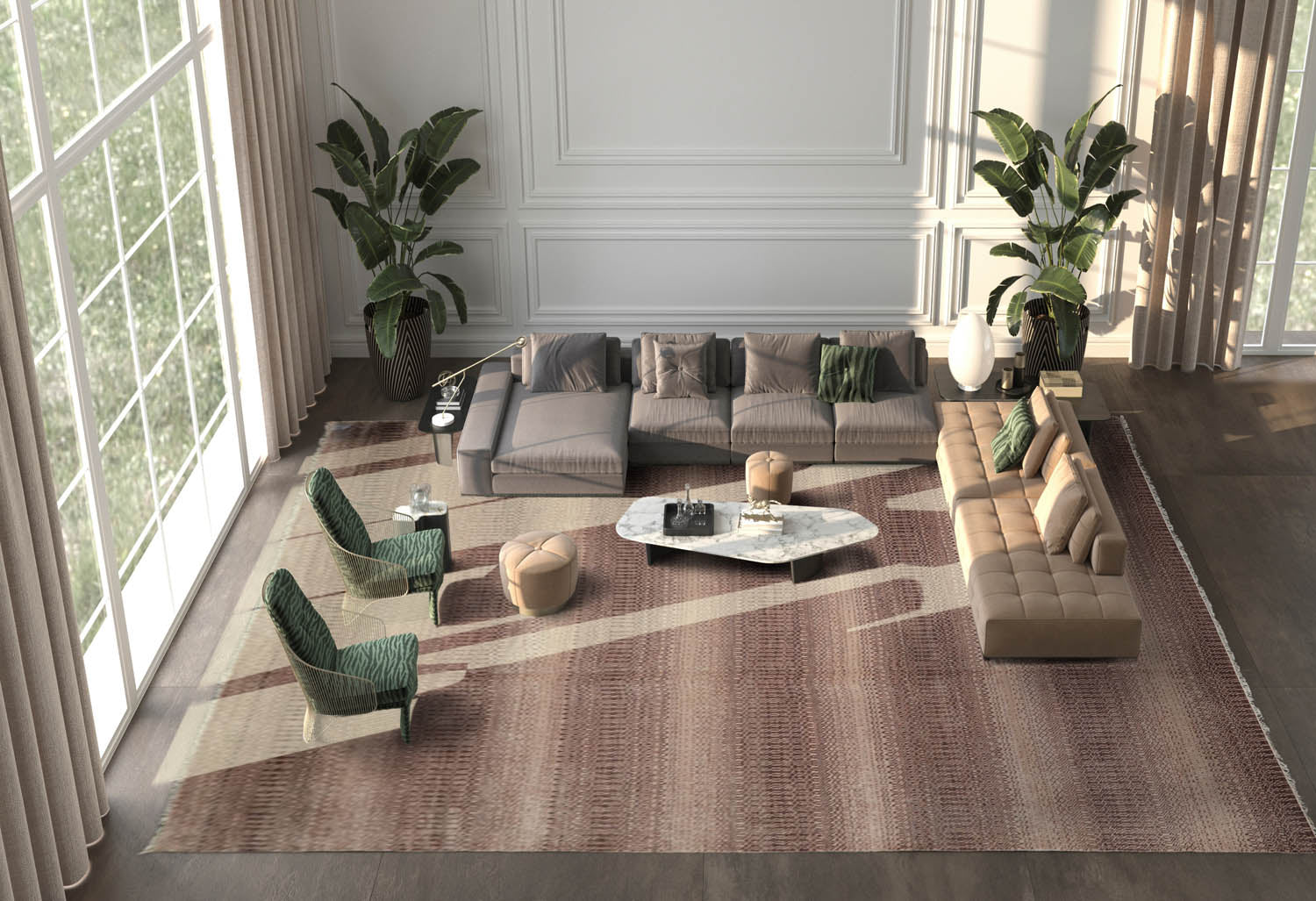 10x14 Brown, Tan, Color Hand Knotted  100% Wool Modern & Contemporary Oriental Rug