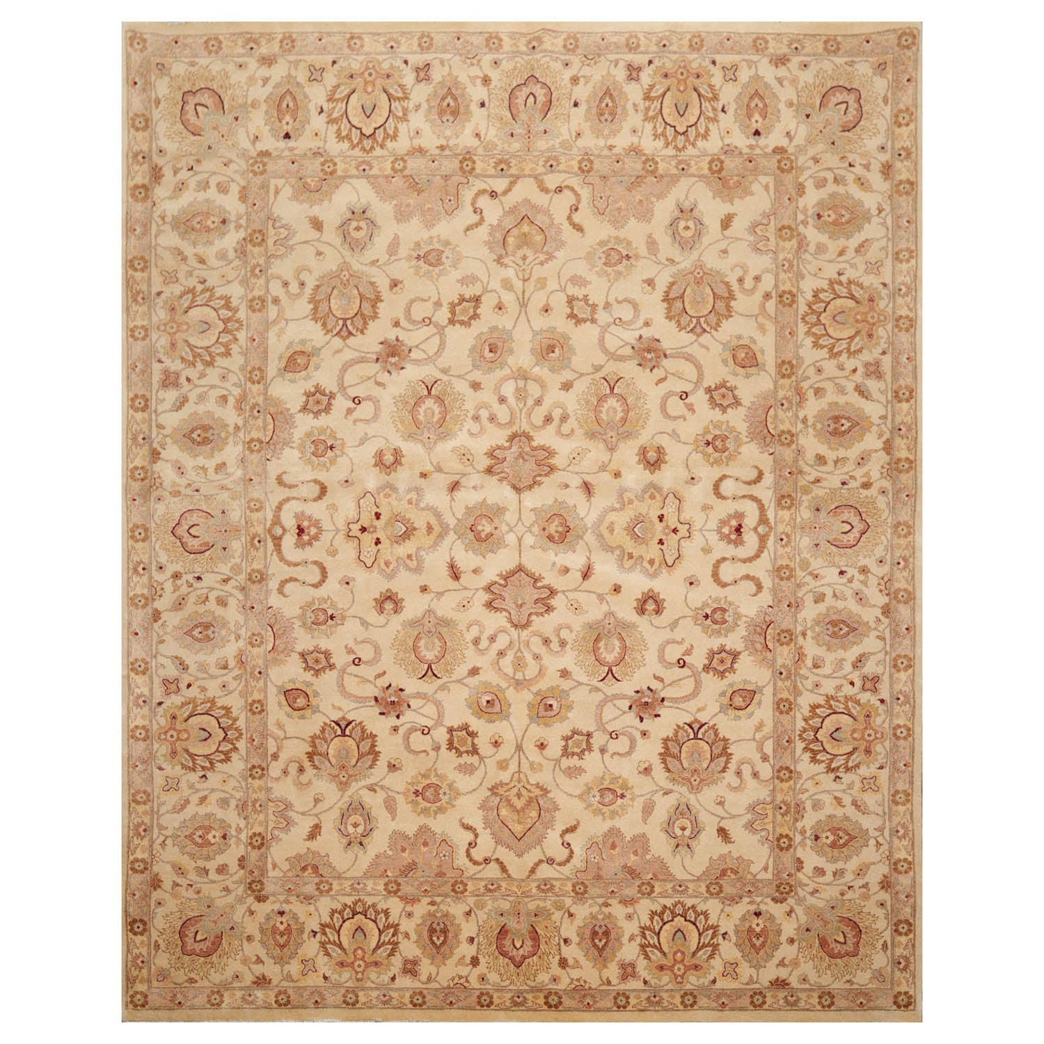 8x10 Beige, Brown, Taupe Color Hand Knotted Pak Persian 100% Wool Traditional Oriental Rug