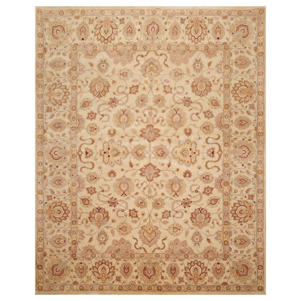 8x10 Beige, Brown, Taupe Color Hand Knotted Pak Persian 100% Wool Traditional Oriental Rug