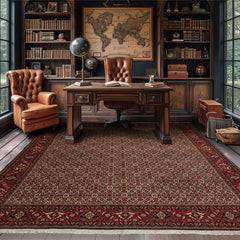 8x11 Ivory, Rose, Black Color Hand Knotted Bidjar 100% Wool Traditional Oriental Rug
