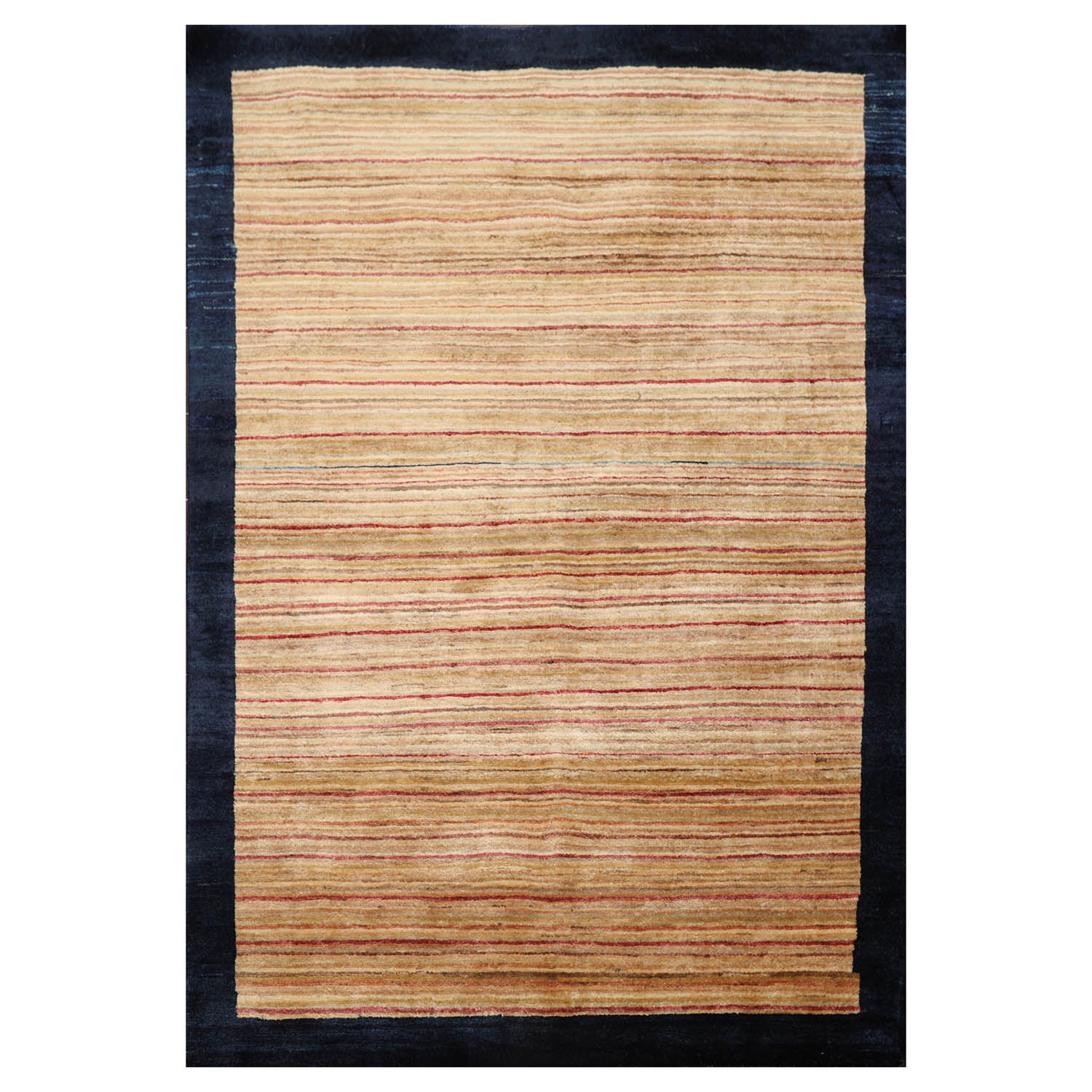 4x6 Beige, Navy, Tan Color Hand Knotted Peshawar 100% Wool Modern Oriental Rug