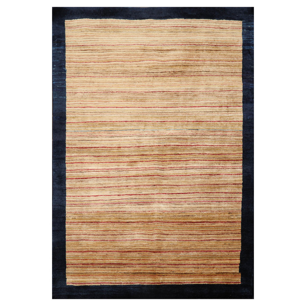 4x6 Beige, Navy, Tan Color Hand Knotted Peshawar 100% Wool Modern Oriental Rug