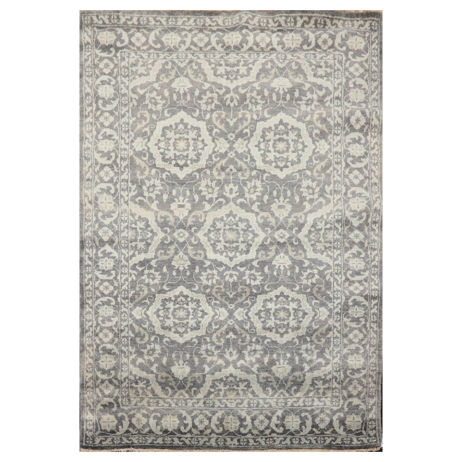 4x6 Gray, , Color Hand Knotted  100% Wool Transitional Oriental Rug