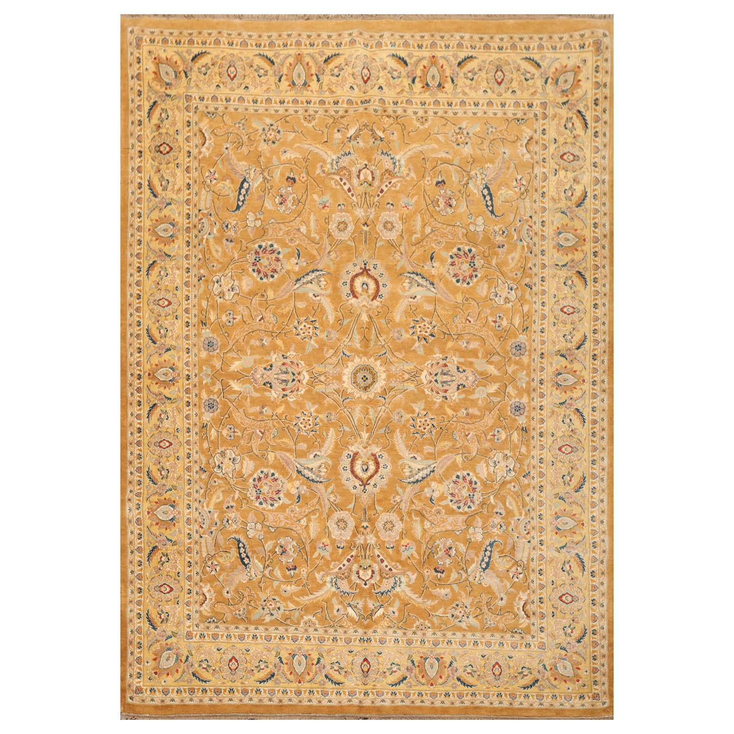 6x9 Caramel, Gold, Beige Color Hand Knotted Pak Persian 100% Wool Traditional Oriental Rug