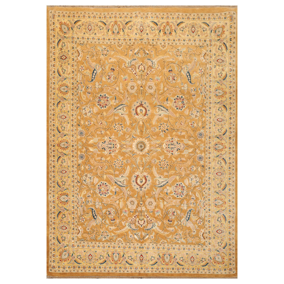 6x9 Caramel, Gold, Beige Color Hand Knotted Pak Persian 100% Wool Traditional Oriental Rug