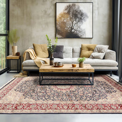 6x9 Navy, Burgundy, Beige Color Hand Knotted Pak Persian 100% Wool Traditional Oriental Rug