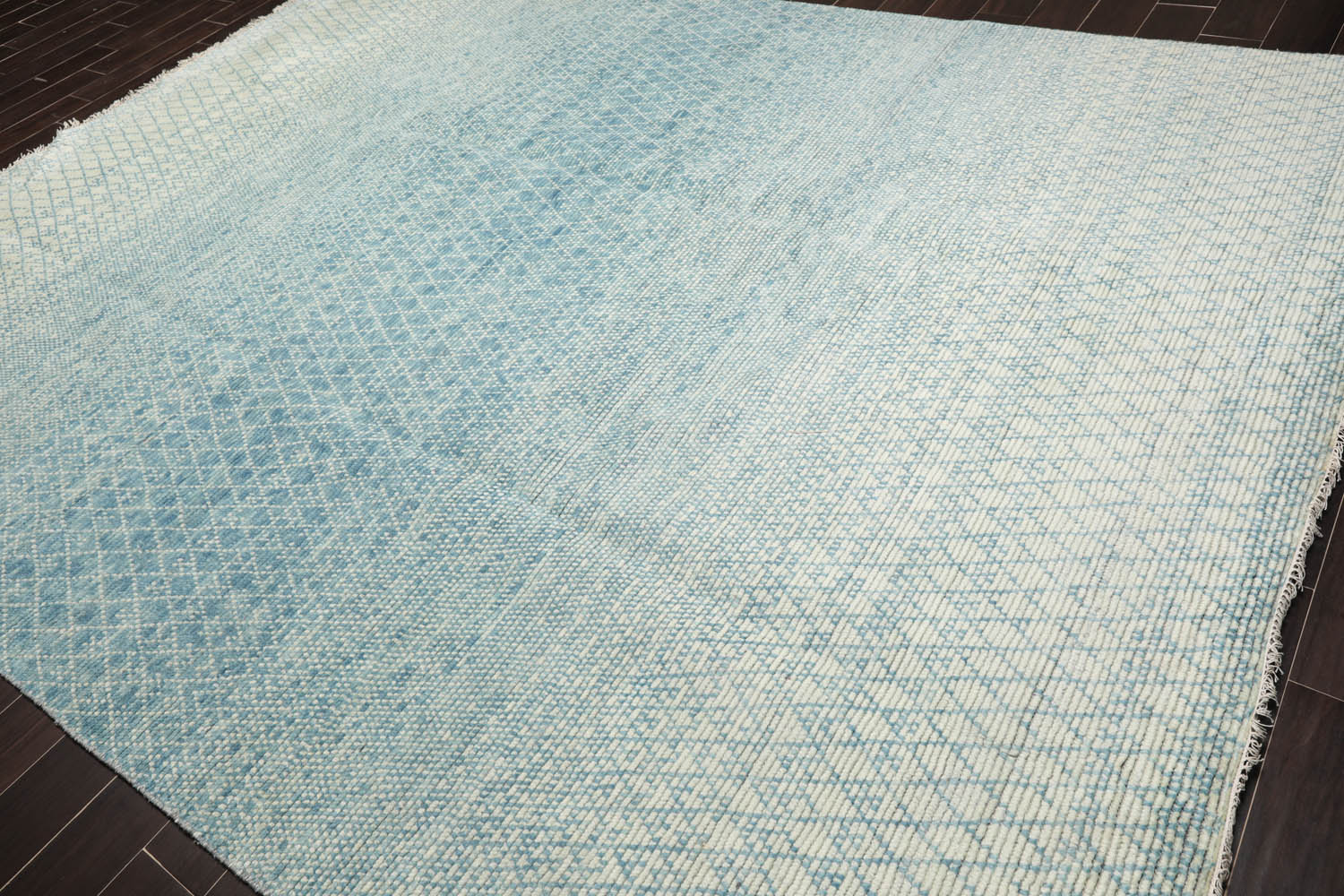 9x12 Aqua, Beige, Color Hand Knotted  100% Wool Modern Oriental Rug