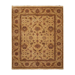8x10 Gold, Tan, Rust Color Hand Knotted Agra 100% Wool Traditional Oriental Rug