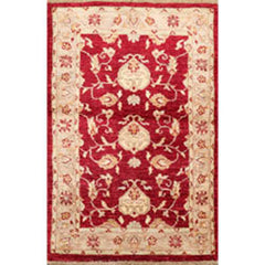 3x5 Wine, Taupe, Beige Color Hand Knotted Chobi Peshawar 100% Wool Traditional Oriental Rug
