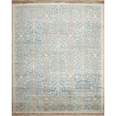 Multi Size Aqua Beige Gray Color Hand Knotted Oushak Wool Transitional Oriental Rug