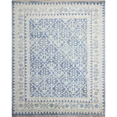 Knotted Rug Blue Gold Hand Knotted Multi Size Wool Oushak Transitional Rugs