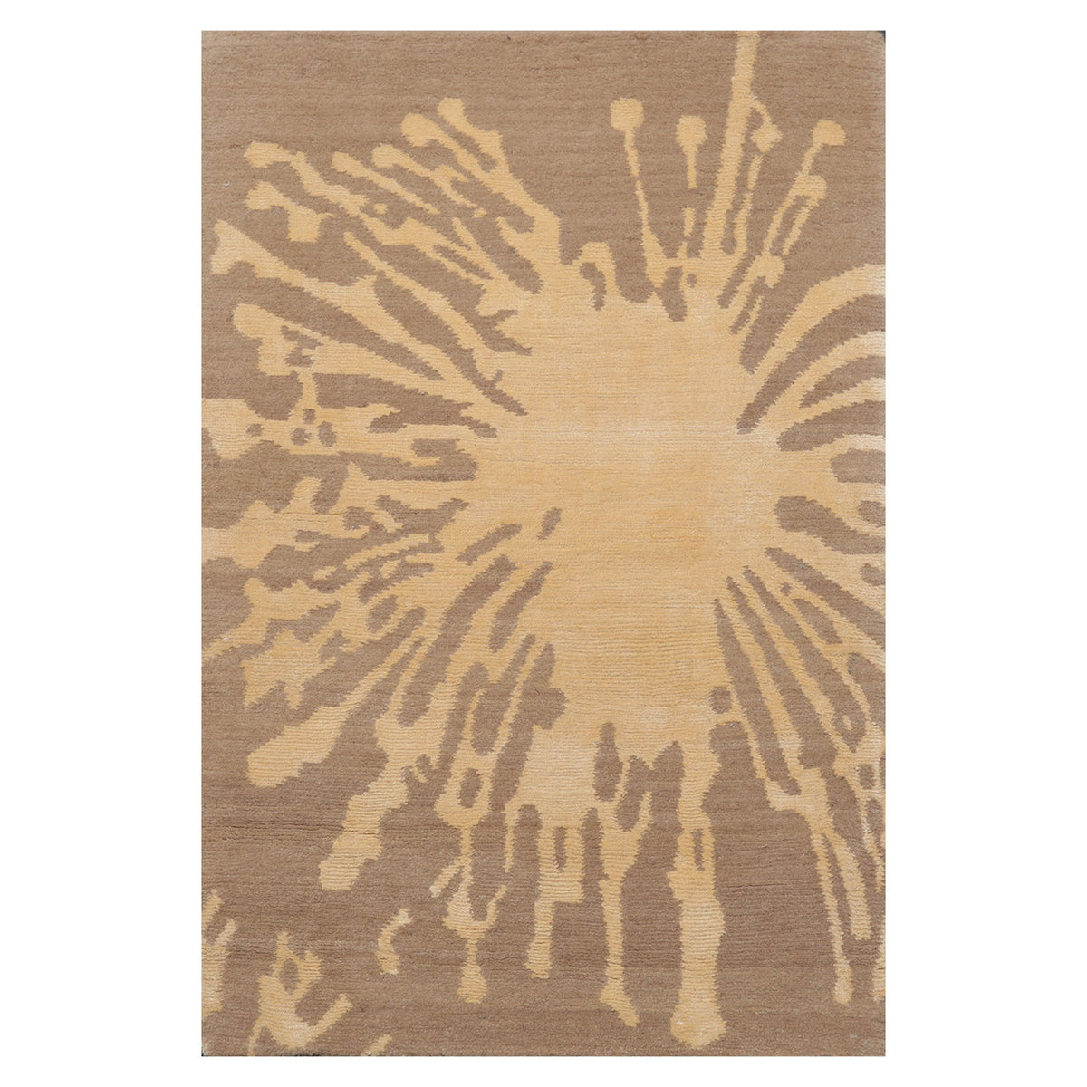 Knotted Rug Tone on Tone Beige Hand Knotted 2'x3' Tibetan Modern Contemporary Wool and Silk Oriental Area Rug