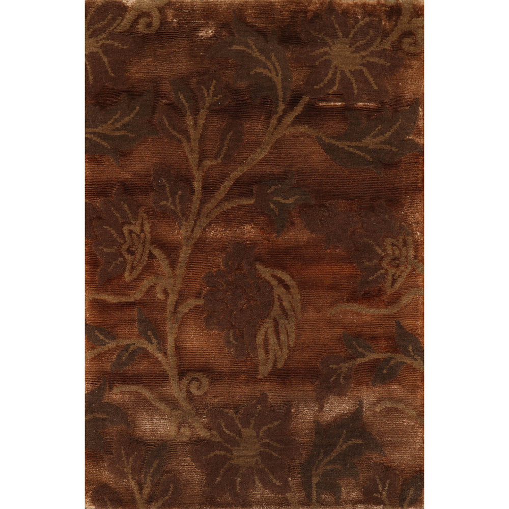 2x3 Brown, Green, Color Hand Knotted  Wool & Silk Transitional Oriental Rug