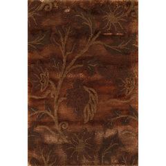 2x3 Brown, Green, Color Hand Knotted  Wool & Silk Transitional Oriental Rug