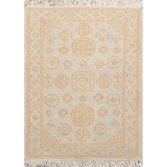 2x3 Gray, Tan, Color Hand Knotted Soumak 100% Wool Transitional Oriental Rug