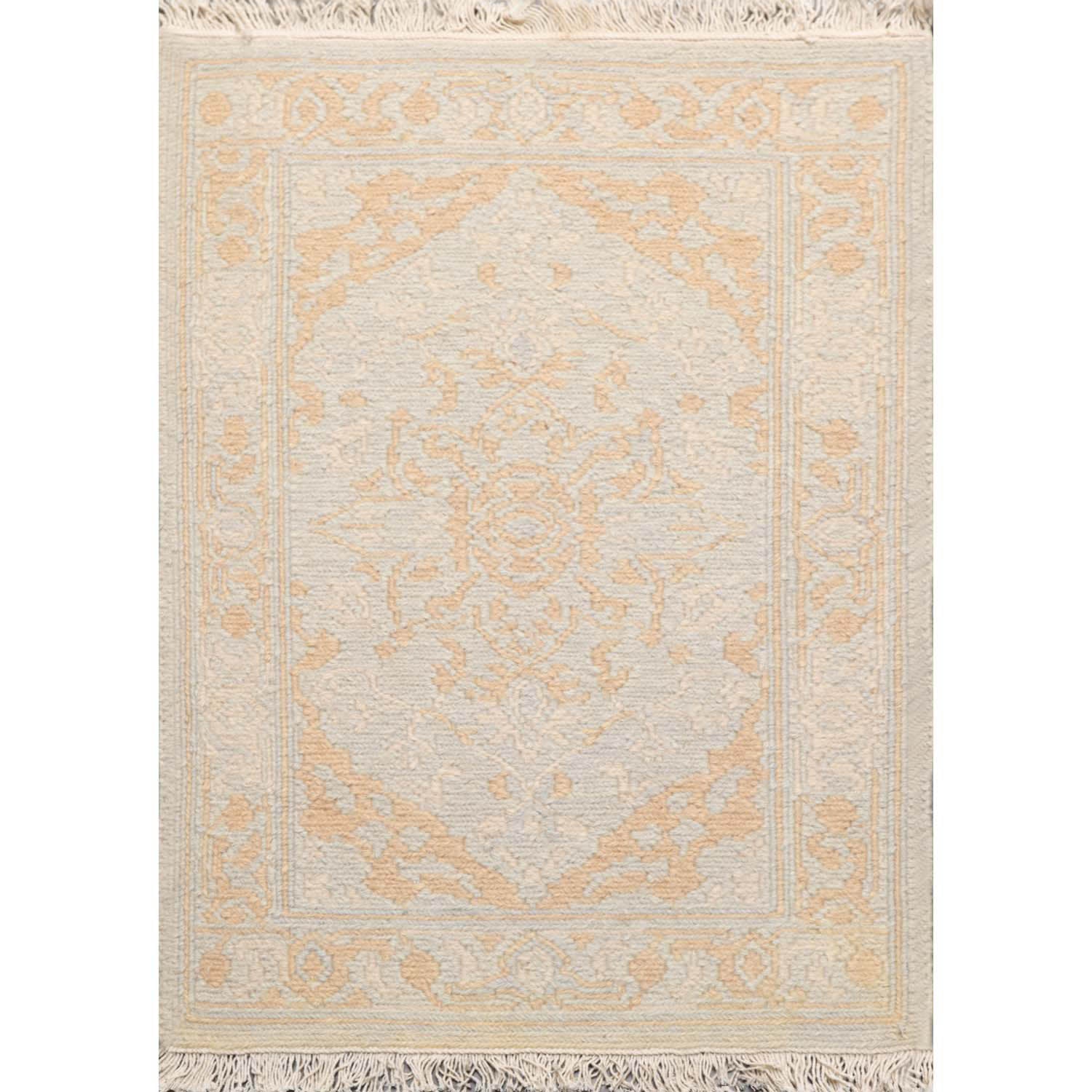 2x3 Gray, Tan, Beige Color Hand Knotted Soumak 100% Wool Transitional Oriental Rug