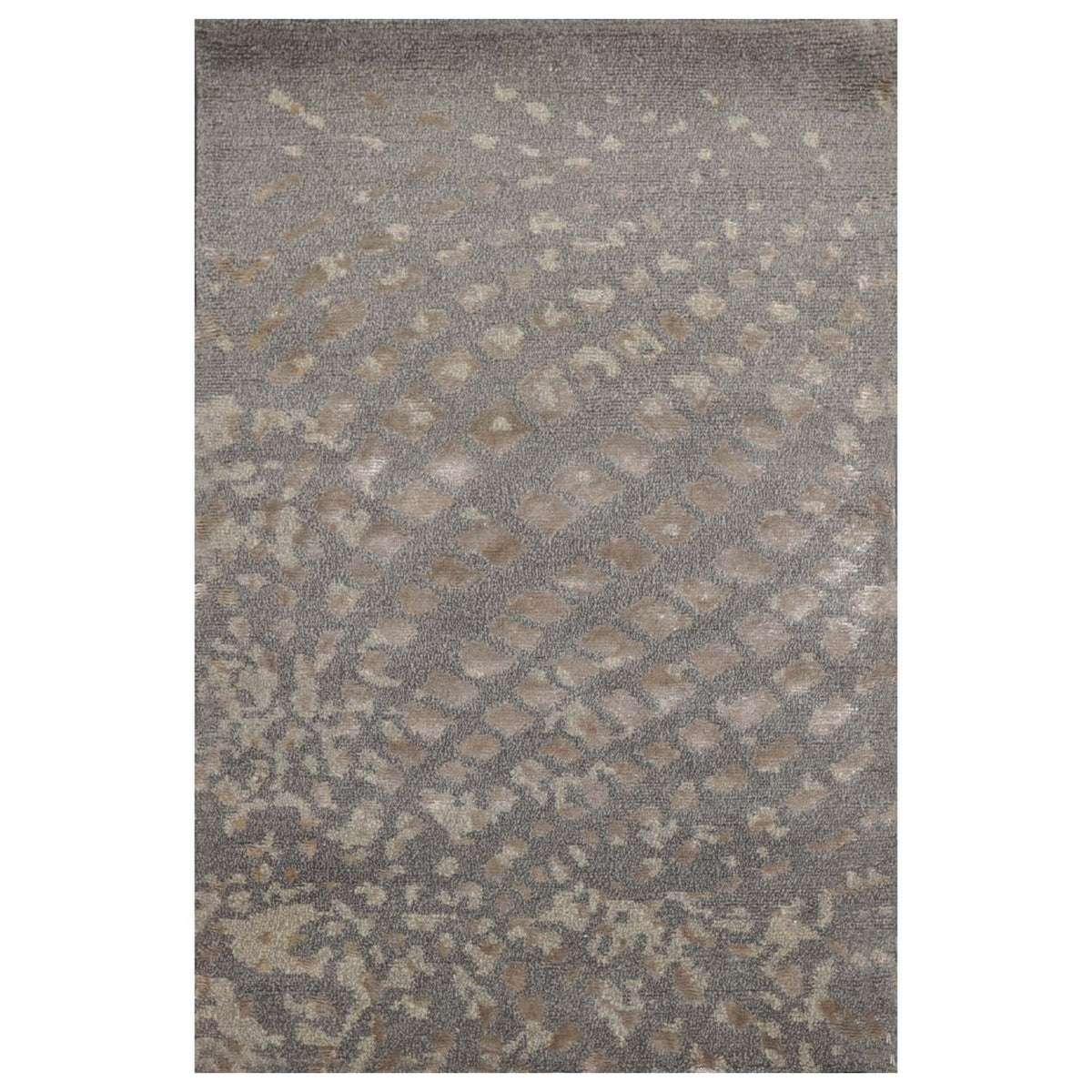 Knotted Rug Tone on Tone Gray Hand Knotted 2'x3' Tibetan Modern Contemporary Wool and Silk Oriental Area Rug