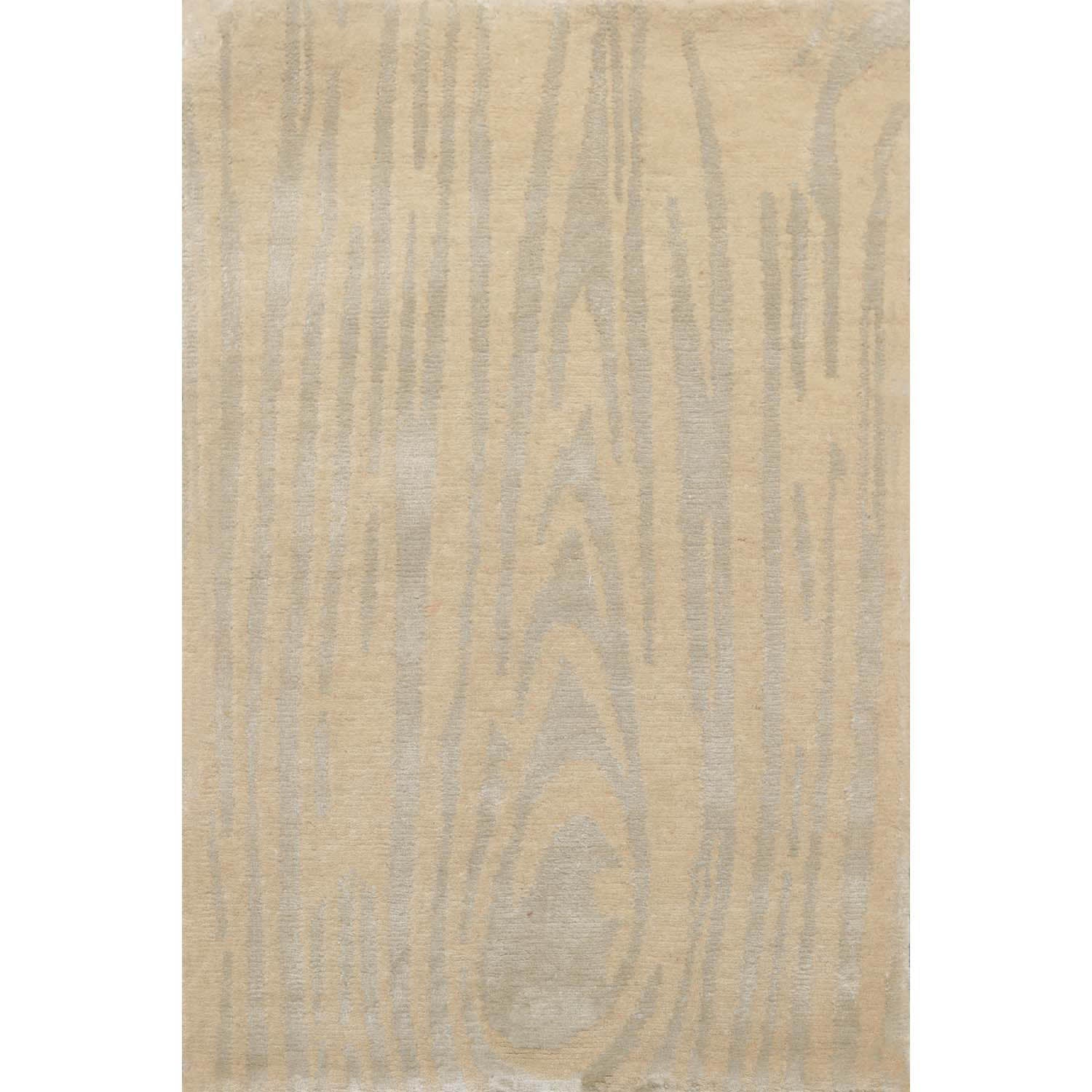 2x3 Beige, Gray, Color Hand Knotted  Wool & Silk Modern Oriental Rug