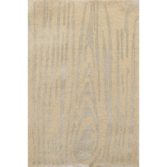 2x3 Beige, Gray, Color Hand Knotted  Wool & Silk Modern Oriental Rug