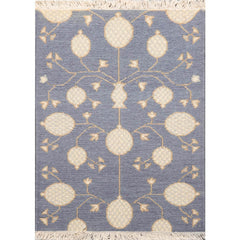 2x3 Blue, Ivory, Tan Color Hand Knotted Soumak 100% Wool Transitional Oriental Rug