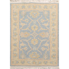 2x3 Aqua, Light Gold, Color Hand Knotted Soumak 100% Wool Transitional Oriental Rug