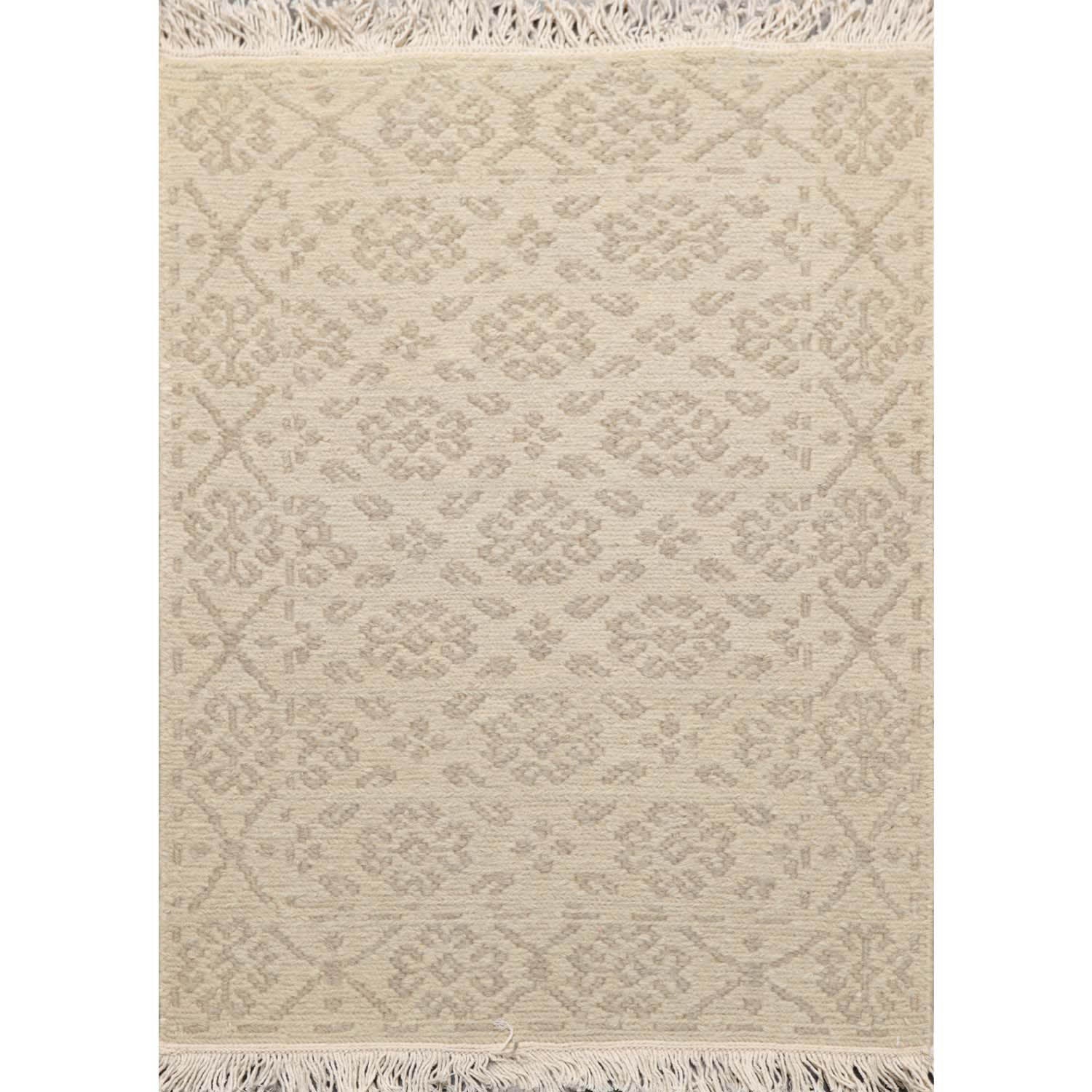 2x3 Tone on Tone Beige, , Color Hand Knotted Soumak 100% Wool Transitional Oriental Rug