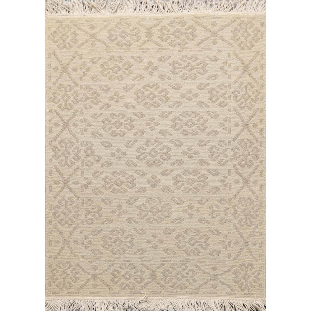 2x3 Tone on Tone Beige, , Color Hand Knotted Soumak 100% Wool Transitional Oriental Rug