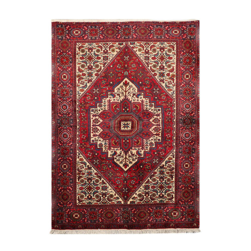 3x5 Red, Ivory, Blue Color Hand Knotted Bidjar 100% Wool Traditional Oriental Rug