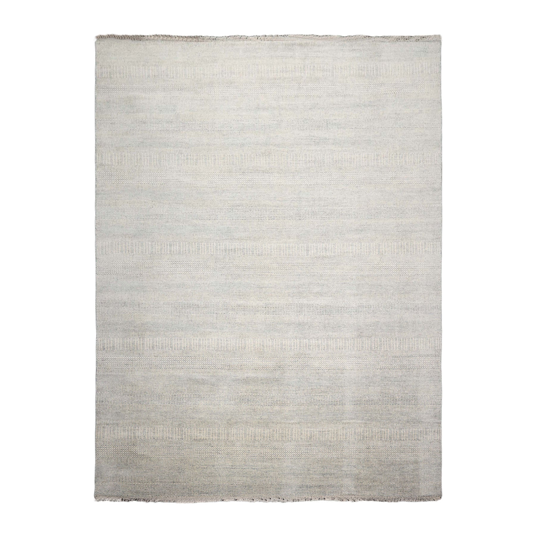 Knotted Rug Beige Gray Hand Knotted Multi Size Wool and Silk Grass Modern Rugs