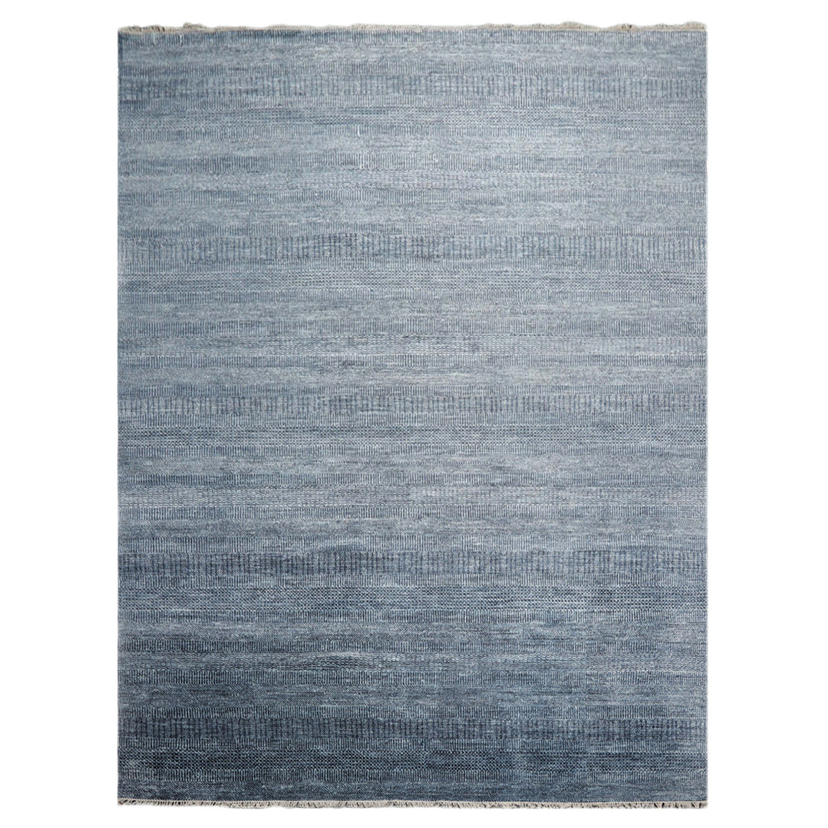 Knotted Rug Blue Gray Hand Knotted Multi Size Wool and Silk Grass Modern Rugs