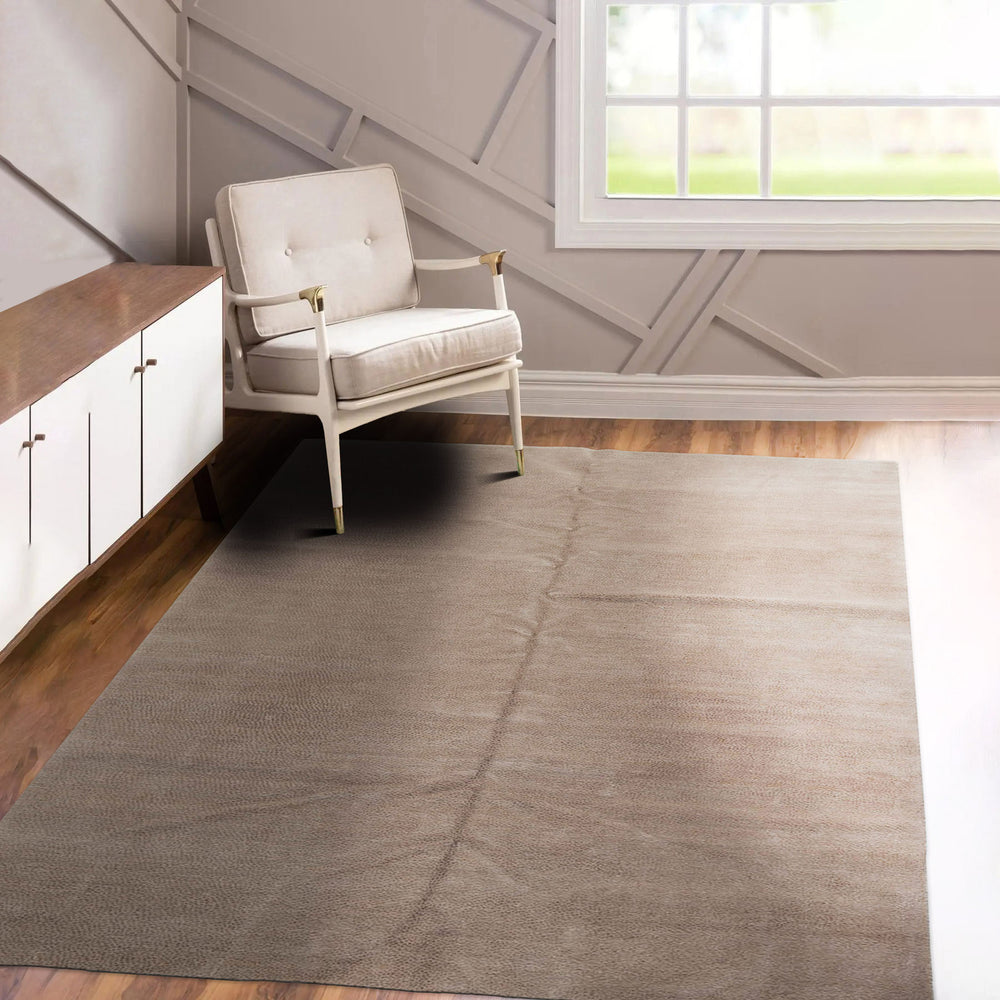 6x9 Tone on Tone Taupe, , Color Hand Knotted  Wool & Silk Modern Oriental Rug
