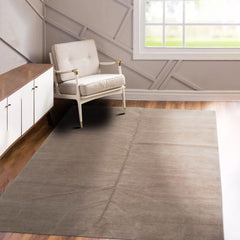 6x9 Tone on Tone Taupe, , Color Hand Knotted  Wool & Silk Modern Oriental Rug