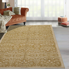 6x9 Brown, Light Gold, Color Hand Knotted  Wool & Silk Transitional Oriental Rug