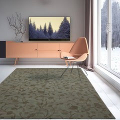 6x9 Gray, Green, Color Hand Knotted  100% Wool Transitional Oriental Rug