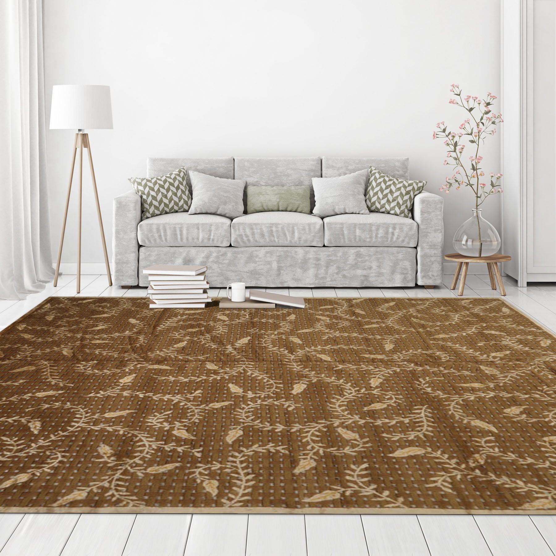 8x10 Brown, Gold, Gray Color Hand Knotted  Wool & Silk Traditional Oriental Rug