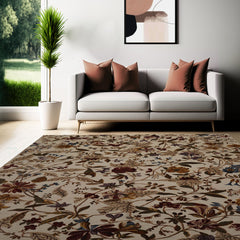 8x10 Beige, Rust, Green Color Hand Knotted  100% Wool Transitional Oriental Rug